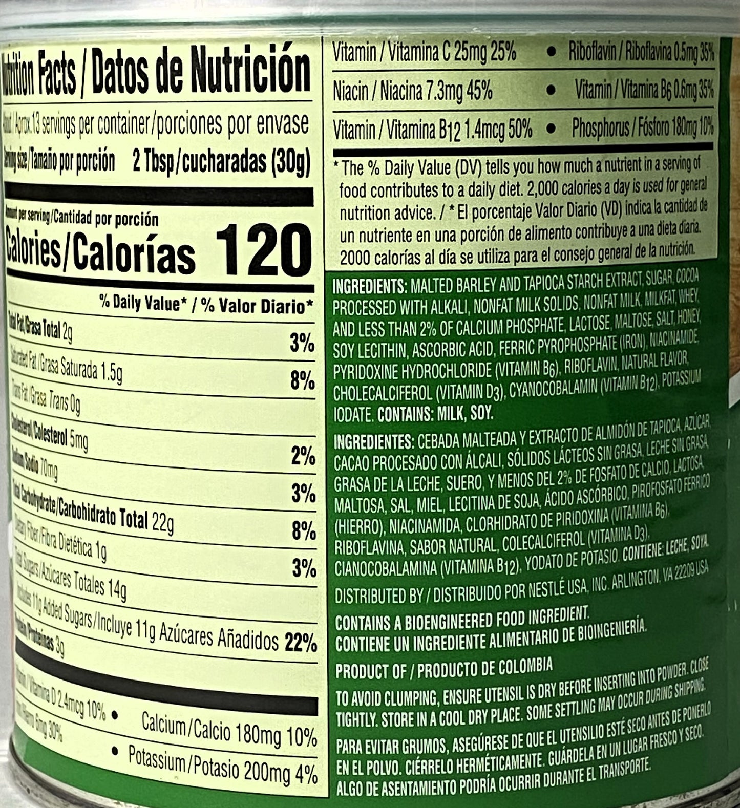 Nestlé Milo Chocolate Malt Beverage Mix 14.1oz (400g) | Product of Colombia