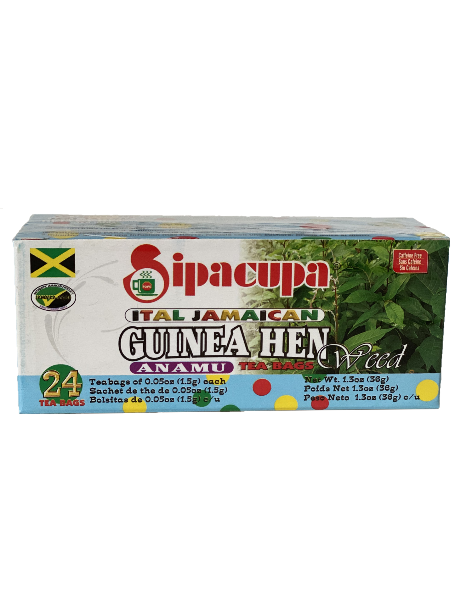 Guinea Hen Weed (Anamu Tea) Tea Bags by Sipacupa Ital Jamaican Pack of 12