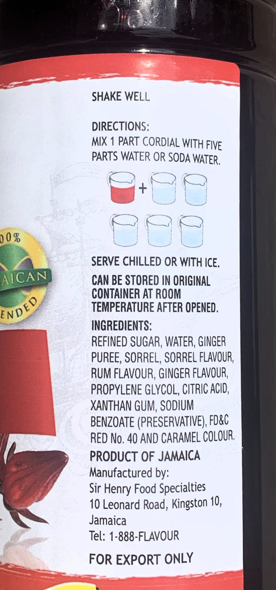 Sir Henry Sorrel Fruit Cordial  | Product of Jamaica | 25oz (750ml) | (Bulk) Case Pack