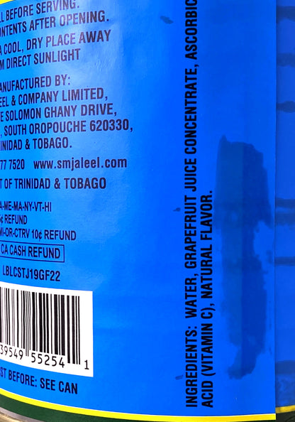 Trinidad Juices Unsweetened Grapefruit Juice 19oz (540ml) – Product of Trinidad & Tobago