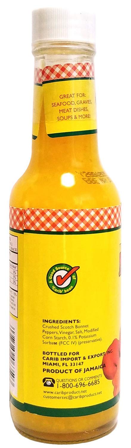 Carib Jamaican Yellow Crushed Scotch Bonnet Peppers 5oz Pack of 2