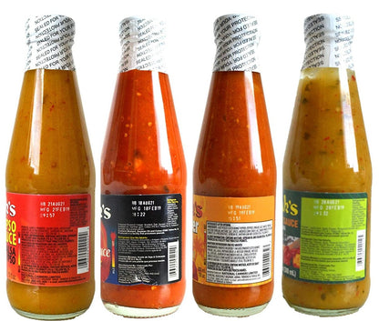 Matouk's Calypso Flambeau West Indian and Hot Pepper Sauce 10 Ounce Variety Pack of 4