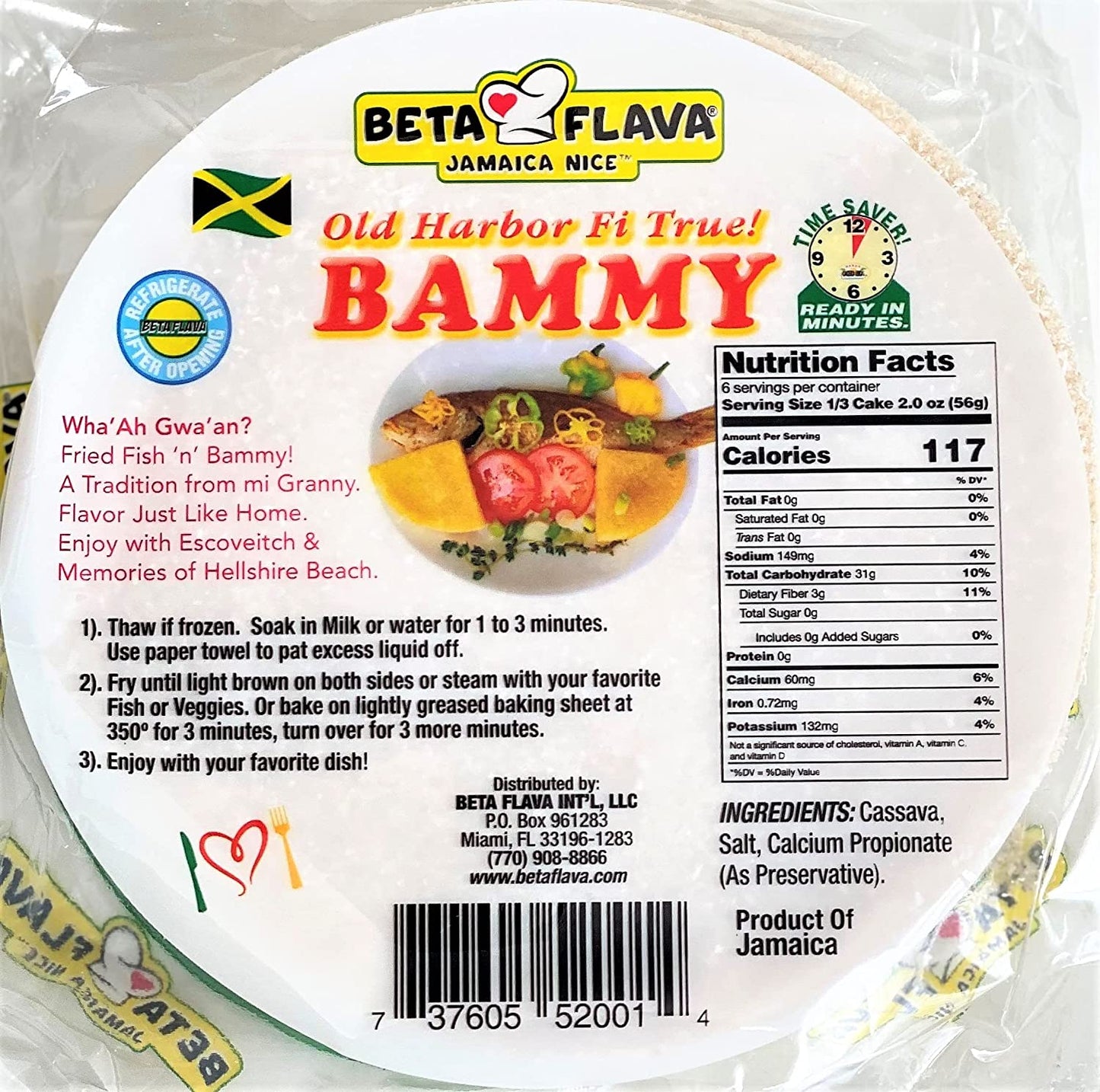 Beta Flava (Ocho Rios) Jamaican Bammy Cassava Cakes (Tortilla de Yuca) Pack of 6