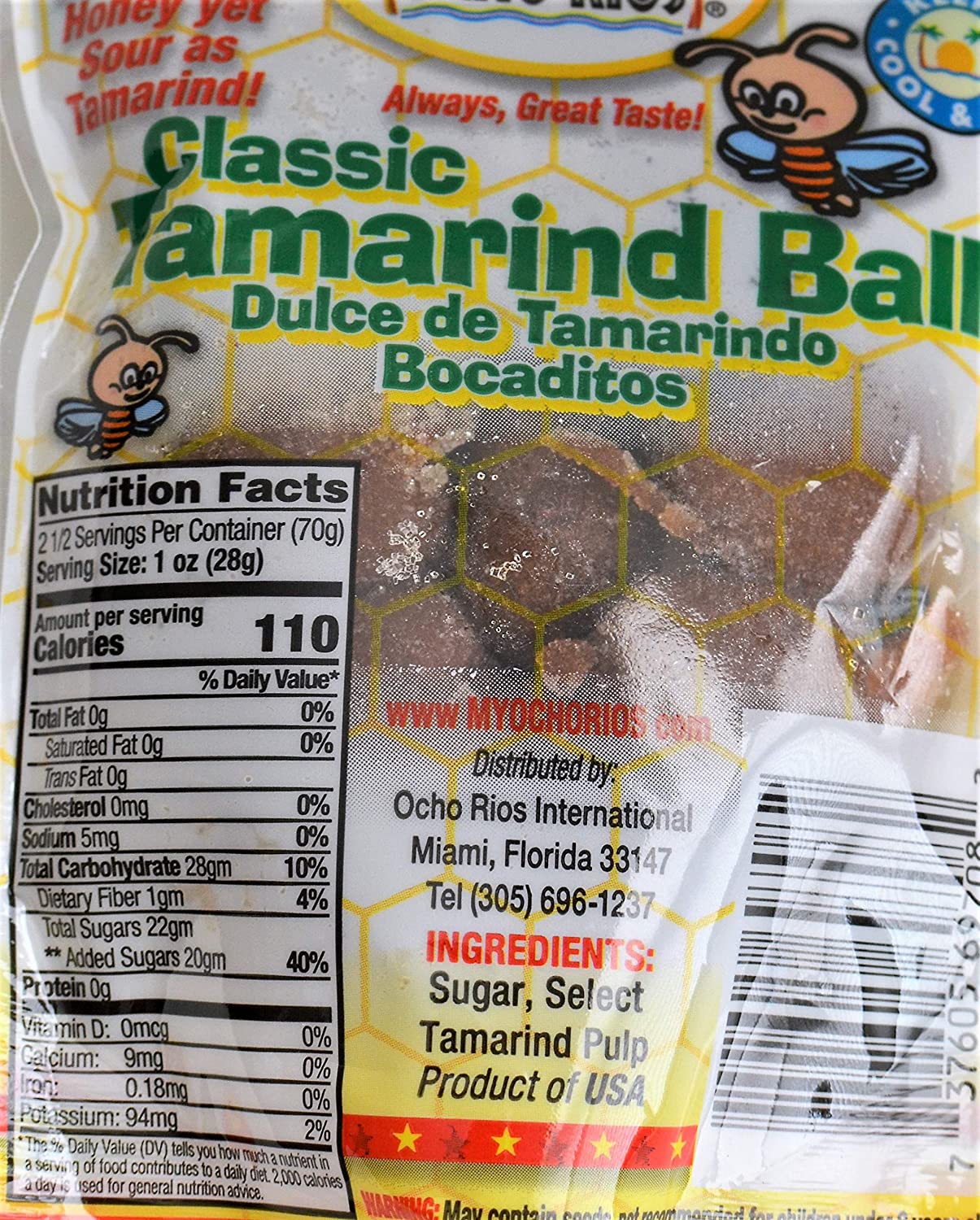 Ocho Rios Tamarind Ball Candy 2.5oz Pack of 3